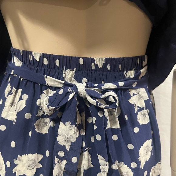 Vintage silk 2 piece Floral Navy set 4 - Picture 8 of 10